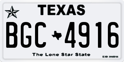TX license plate BGC4916