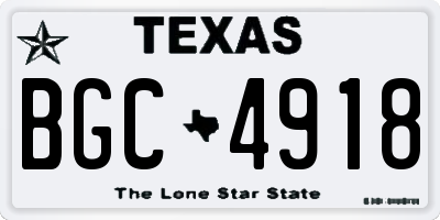 TX license plate BGC4918