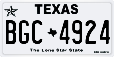 TX license plate BGC4924