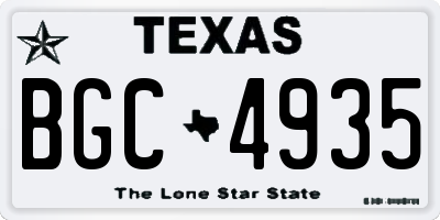 TX license plate BGC4935