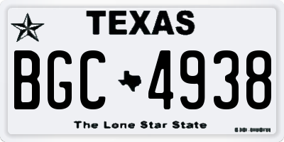 TX license plate BGC4938