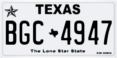 TX license plate BGC4947