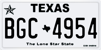 TX license plate BGC4954