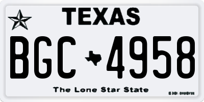 TX license plate BGC4958