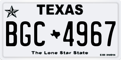 TX license plate BGC4967