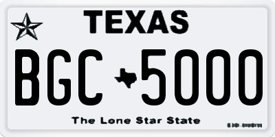 TX license plate BGC5000