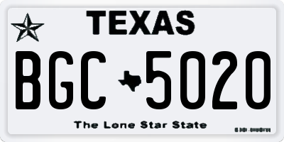 TX license plate BGC5020