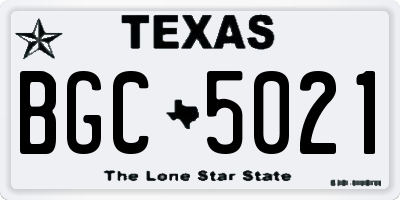 TX license plate BGC5021