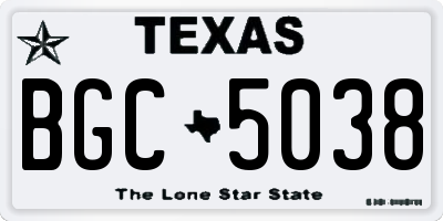 TX license plate BGC5038