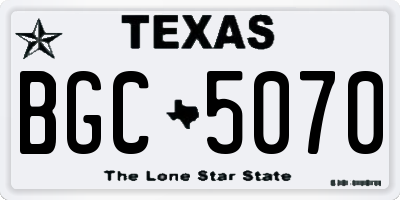 TX license plate BGC5070