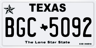 TX license plate BGC5092