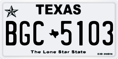 TX license plate BGC5103