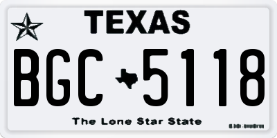 TX license plate BGC5118