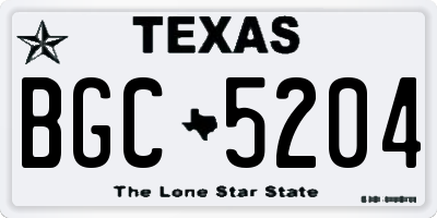 TX license plate BGC5204