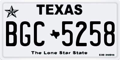 TX license plate BGC5258