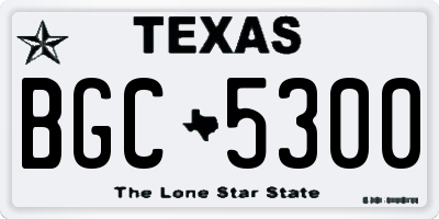 TX license plate BGC5300