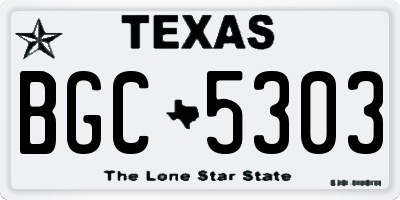TX license plate BGC5303