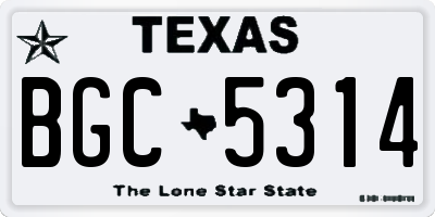 TX license plate BGC5314