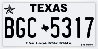 TX license plate BGC5317