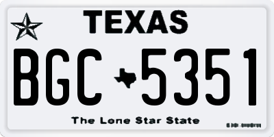 TX license plate BGC5351