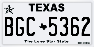 TX license plate BGC5362