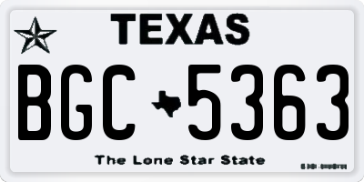 TX license plate BGC5363