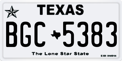 TX license plate BGC5383
