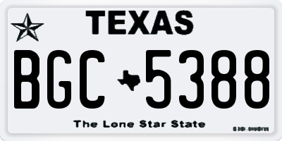 TX license plate BGC5388
