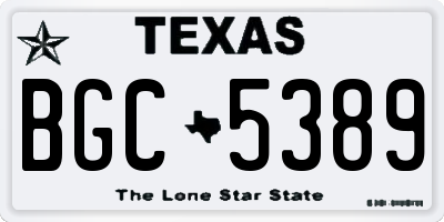 TX license plate BGC5389