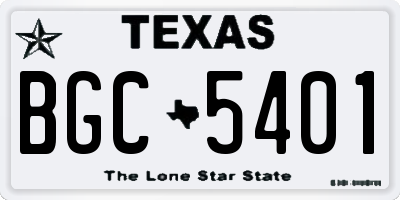 TX license plate BGC5401