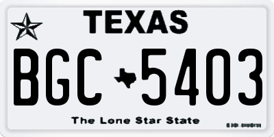 TX license plate BGC5403