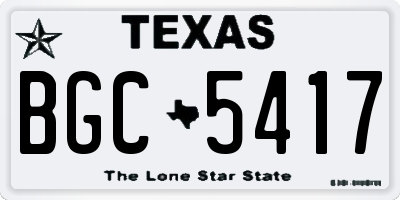 TX license plate BGC5417
