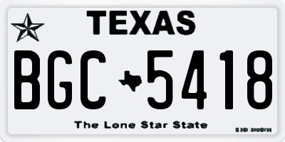 TX license plate BGC5418