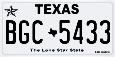 TX license plate BGC5433