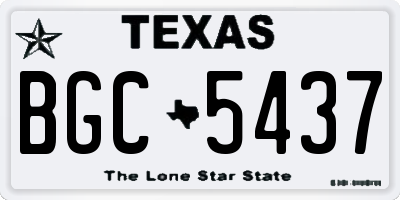 TX license plate BGC5437