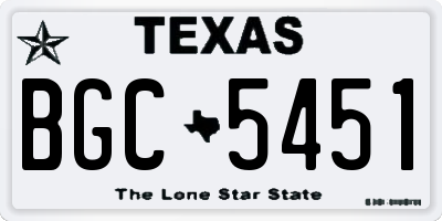 TX license plate BGC5451