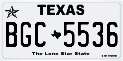 TX license plate BGC5536