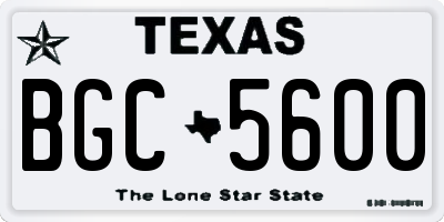 TX license plate BGC5600