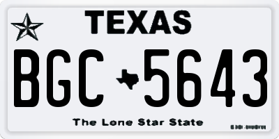 TX license plate BGC5643