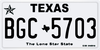 TX license plate BGC5703