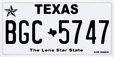 TX license plate BGC5747