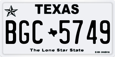 TX license plate BGC5749