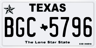 TX license plate BGC5796