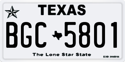 TX license plate BGC5801