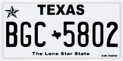 TX license plate BGC5802