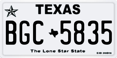 TX license plate BGC5835