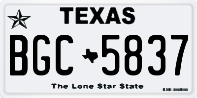 TX license plate BGC5837