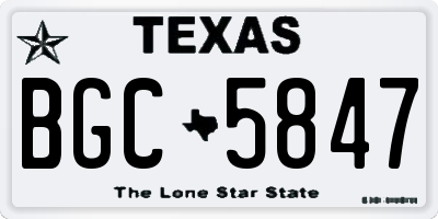 TX license plate BGC5847