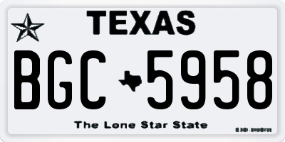 TX license plate BGC5958
