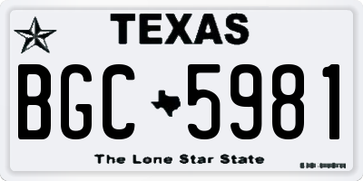 TX license plate BGC5981